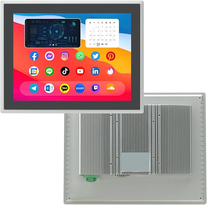 12.1 inch Android 12 Industrial Embedded Interactive Touchscreen Monitor Capacitive Multi-Touch Tablet with Front IP65 Monitor RAM 8G &amp ROM 128G WiFi &amp BT HD-MI-Out &amp USB Ports