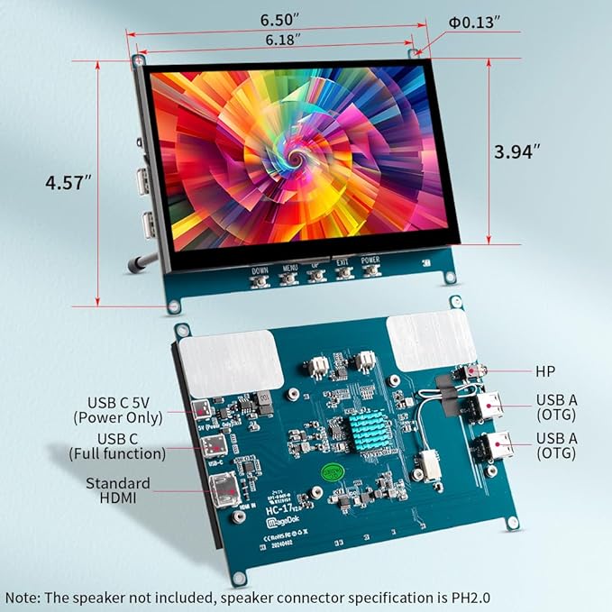 7 Inch Touch Screen Display for Raspberry PI 5 | 1024×600 | IPS |Sunlight Readable IHDMI/USBC Dp Alt Mode Support| OTG|Low Power Consumption| Driver-Free Mini Size Monitor