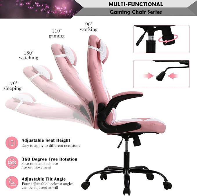 Massage Gaming Chair for Adults PC Chair Silla Gamer Chair Gaming Chair Cheap Game Chair Ergonomic Desk Chair with Headrest Lumbar Support High Back Video Game Chairs for Kids Ages 8-12