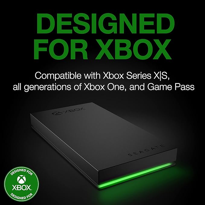 Seagate Game Drive SSD for Xbox 1TB External Solid State Drive - 3.5 Inch USB 3.2 Gen 1 with built-in Green LED and Rescue Services (STLD1000400)