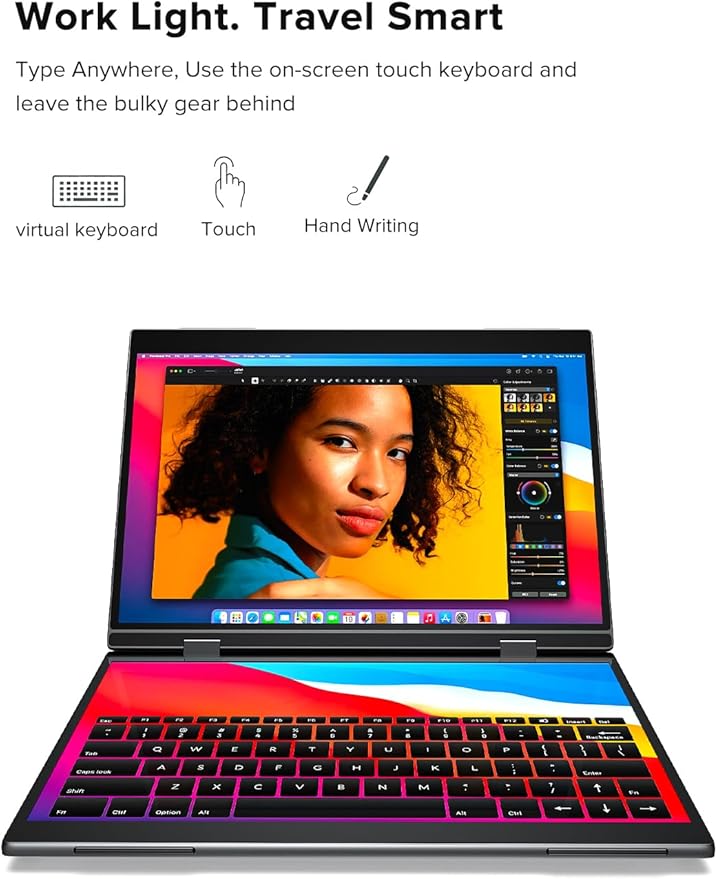 UPERFECT Delta Pro Touch Portable Monitor 16 2K Laptop Screen Extender Touchscreen Dual Monitor with Stylus First Pressure-Sensitive Touch Display Stacked Folding Vertical Dual Screen with Stand