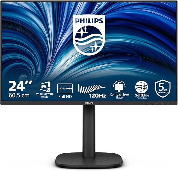 Philips 3000 series 24B2N3200J/00 Monitor PC 60.5 cm [23.8] 1920 x 1080 Pixel Full HD LCD Nero (Philips 24B2N3200J - 3000 Series - LED monitor - 24 [23.8 visualizzabile] - 1920 0 x 10 80 Full HD [1080