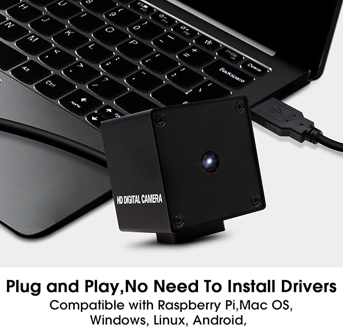 USB Camera 48MP Webcam Ultra HD Autofocus 70 Degree Lens with Metal Case200ms Fast Automatically Focus Clear USB Camera Plug and Play for PC Raspberry Pi Jetson Nano Laptop Prototype Camera