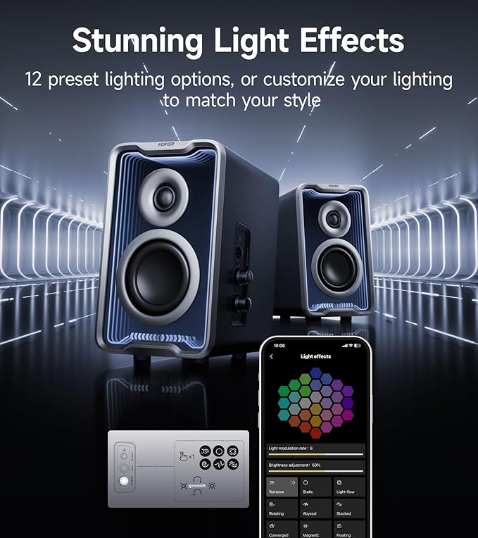Edifier QR30 2.0 Desktop Active Speaker Compact Bluetooth V5.4 Computer Speakers Wireless Bookshelf Speaker 30W (RMS) 3.5mm AUX &amp USB-A Wired Input App Control Black (Renewed)