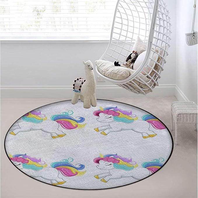 Pink Chair Mat for Hardwood Floors Tile Floors Office Chair Mat Desk Chair Mat Computer Rolling Chair Rug Floor Protector Mat Pooping Rainbow Over Girls Fairy Tale Diameter 39.4 in