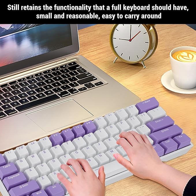 USB C Wired Gaming Keyboard 60% 61 Keys Compact Mechanical Keyboard Red Switch Dynamic RGB Backlighting Ergonomic Design Gaming Keyboard for PC Laptop