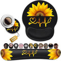 Ergonomic Wrist Protection Mouse Pad Wrist Guard and Keyboard Wrist Rest Non-Slip Rubber Base Mouse Pad Sunflower and ECG Stethoscope Pattern Personalized Fashionable Black Office Accessories