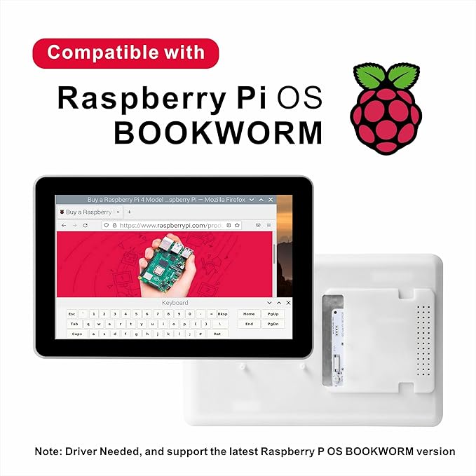 OSOYOO 10.1 Raspberry Pi DSI Touchscreen Display | 800×1280 IPS Capacitive Touch | High-Speed 2/4-Lane MIPI DSI | Easy Driver Setup | Supports Pi 5/4/3/2 | Portable All-in-One Workstation