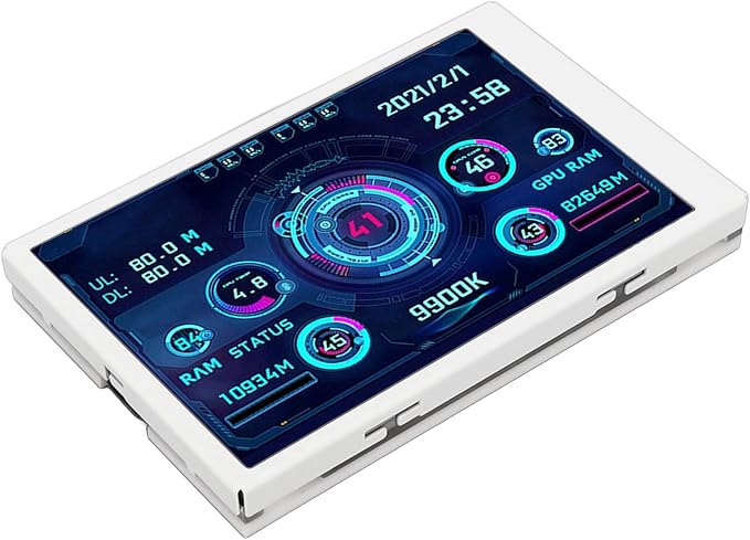 Computer Temp Monitor 320x480 Mini Screen PC Sensor Panel Display for Office (White)