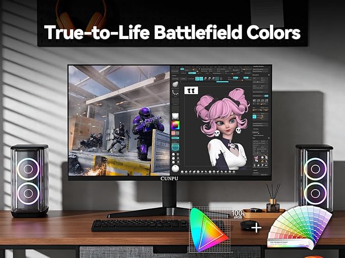 24.5 Inch 1080P 300Hz Premium Gaming Monitor for FPS Gamers AMD FreeSync &amp NVIDIA G-SYNC Compatible 1ms MPRT VA Panel HDR400 100% sRGB VESA 100x100mm