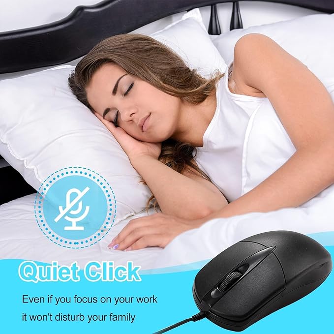 20 PCS Black Wired Computer Mouse Bulk USB 1000 DPI 3 Button Corded Mouse with Home Office Noiseless Simple USB Mouse for Computer Laptop Desktop PC