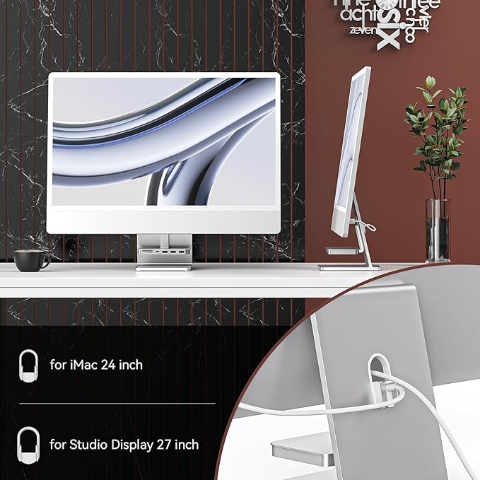 Minisopuru iMac Hub - Compatible with iMac 24 inch M1/M3/M4 and Studio Display 27 inch Accessories Support Max 10Gbps M.2 SSD (SSD Not Included) USB A/C 10Gbps SD/TF Silver.