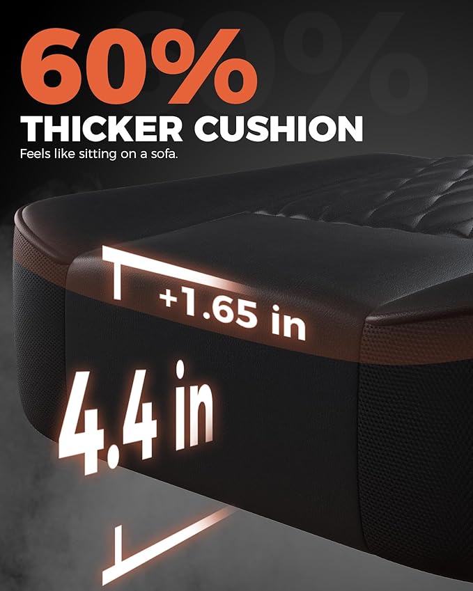 GTPLAYER Big and Tall Gaming Chair with Footrest Ergonomic Office Desk Chair with 4.4in Thick Cushion and Wide Wingless Seat Comfortable Leather Computer Chair Predator Series Satin Black