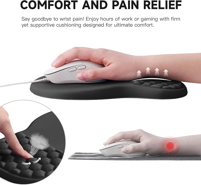 Ergonomic Mouse Pad with Wrist Support Memory Foam Wrist Rest for Carpal Tunnel &amp Wrist Pain Relief Non-Slip Rubber Base Comfortable Gaming Mousepad for Computer Laptop Office &amp Home