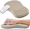 Ergonomic Mouse Pad Wrist Support with Memory Foam Massage Bulge Carpal Tunnel Pain Relief Mousepad Wrist Rest for Mouse(12x8 inch Apricot)