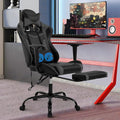 Video Game Chair Massage Game Chair High Back Computer Racing Chair Adjustable PU Leather PC Gaming Chair with Headrest and Footrest Racing Swivel Lumbar Support Office Desk Chair for Adults Grey