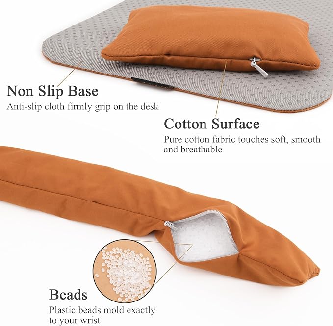 Large Mouse Pad Wrist Support Set Bean Bag Mouse and Keyboard Wrist Rest Filled Ergo Beads Easy Typing Gaming Home Office (Mouse Pad Wrist Support Set)