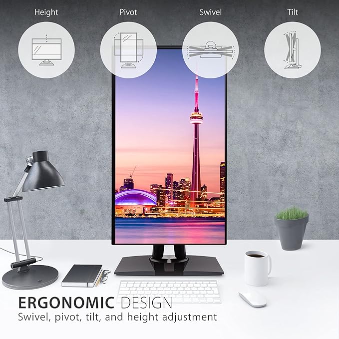 ViewSonic VP2468a ColorPro 24 inch 1080p IPS Monitor with 100% sRGB Rec 709 USB C (65W) RJ45 Color Blindness Mode Hardware Calibration for Photo and Graphic Design (Renewed)