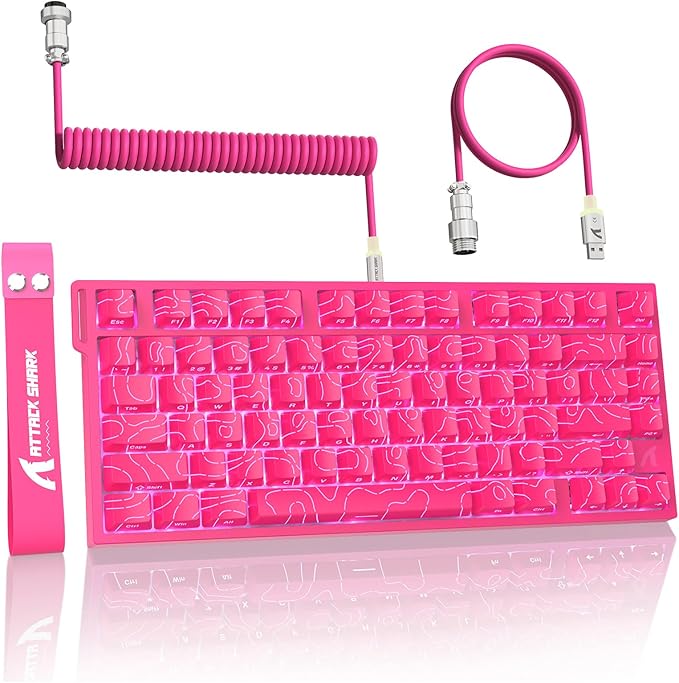 ATTACK SHARK R82HE 75% Rapid Trigger Mechanical Gaming Keyboard WiredHall Effect Magnetic SwitchAdjustable Actuation Esports8KHz Polling Rate0.08ms Latency with C01 Ultra Lighting Cable (White)