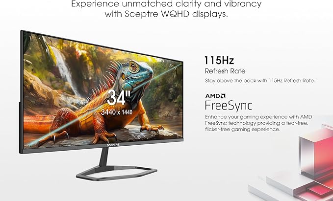 New Prime 34-inch IPS Monitor 3440 x 1440 UltraWide QHD up to 115Hz Build-in Speakers Machine Black 2026 (E345W Series)
