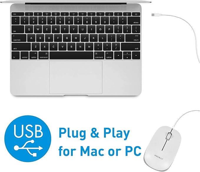 Macally Wired Computer Mouse and an Adjustable Vertical Laptop Stand Ultimate Final Touch to Your Office