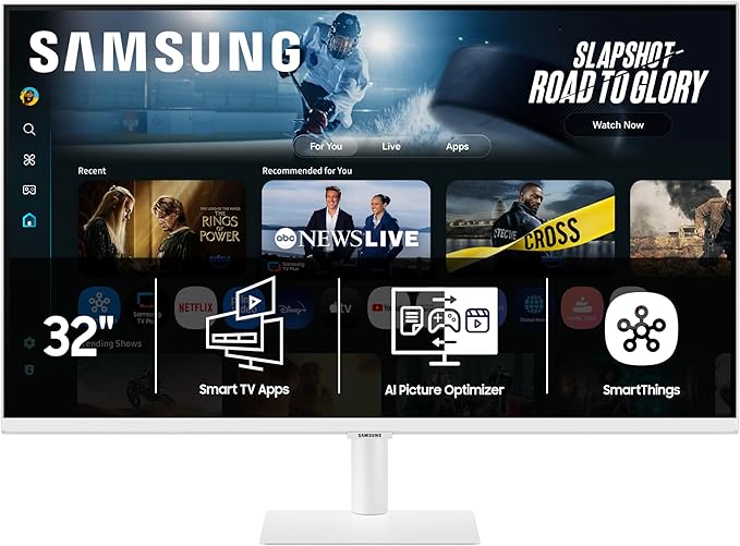 Samsung 32” Smart Monitor M7 (M70F) 4K UHD Display Samsung Vision AI Smart TV Apps Gaming Hub USB-C HDMI and USB-A White LS32FM703UNXZA 2025