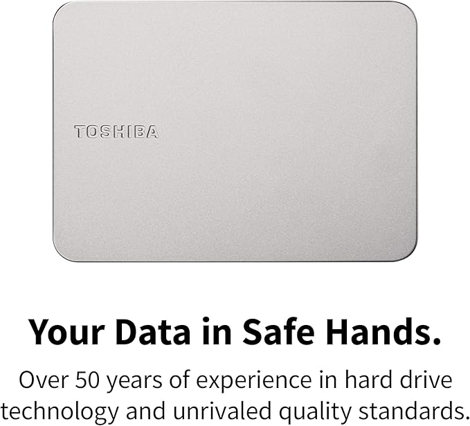 Toshiba Canvio Flex 1TB – Portable 2.5’’ External Hard Drive (HDD) for Mac Windows PC Smartphone and Tablet Use Compatible with Most USB-C and USB-A Devices Warm Silver (HDTX210ESCAA)