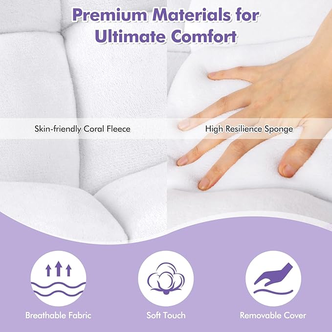 GOFLAME 14-Position Folding Floor Chair Padded Gaming Lazy Sofa Chair with Adjustable Backrest Couch Recliner Sleeper Bed Lounge Chair for Reading Gaming Meditating (White)