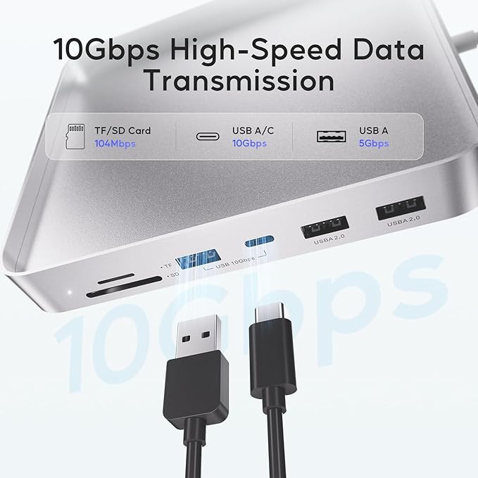 USB C HUB for iMac 24 inch 2021/2023/2024 PULWTOP USB Hub Adapter iMac Accessories for i-Mac M1/M3/M4 with USB C 10Gbps 3*USB A SD/TF Docking Station Support Expand M.2 SSD (Not Included) Silver