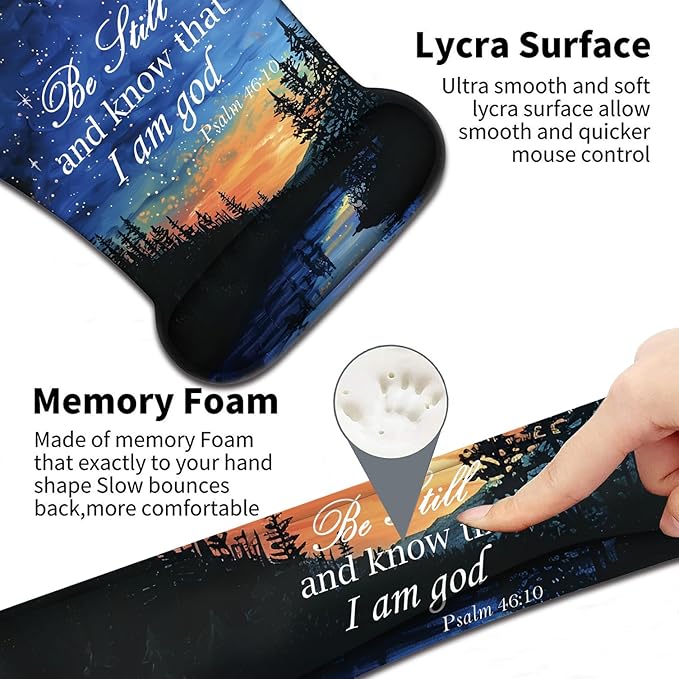 Keyboard Wrist Support + Wrist Mousepad + Coaster Combination Non-Slip PU Base with Gel Memory Mousepad Suitable for Gaming Office Pain Relief Mousepad Set - Starry Sky Bible