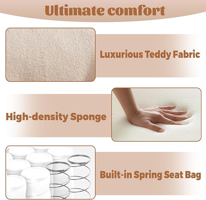 Teddy 360° Swivel Floor Gaming Sofa Chair - Beige | Adjustable Head &amp Waist Support Padded Cushion Folding Gaming Lounge Chair with Armrests &amp Phone Holder | Home Office