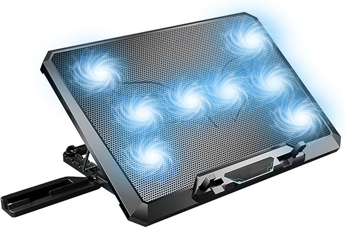 Notebook Cooling Stand Laptop Holder with 8 Quie Fans Heatsink for Up to 18Inch Laptops Includes Phone Holder Laptop Cooling Pad