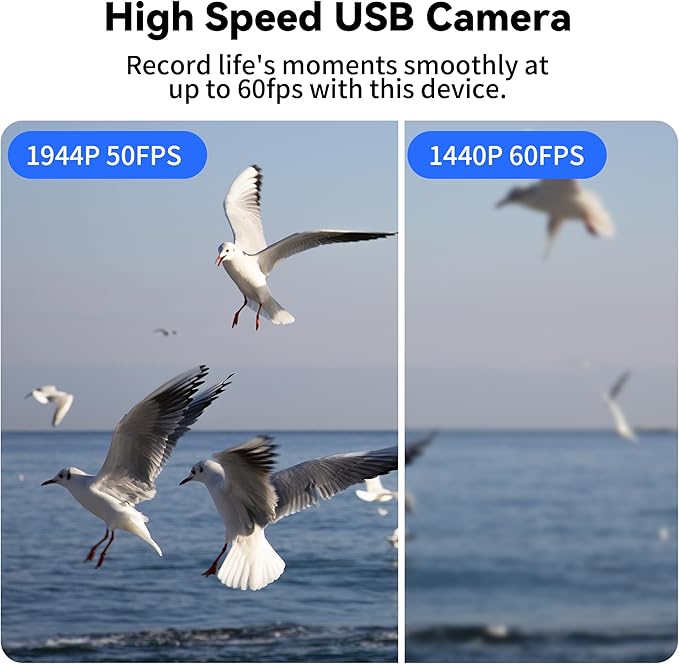 MMlove 5MP USB Webcam Manual Zoom Camera with 3.6-10mm Lens1944P 50fps Global Shutter High Speed Camera 3X Optical ZoomPlug and Playfor Windows/Mac/Linux/Android Conferencing/Streaming