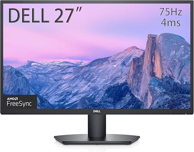 Dell S Series 27 FHD (1920 x 1080) Monitor 75Hz Refresh Rate 4ms 16:9 Ratio with Comfortview Anti-Glare Screen with 3H Hardness AMD FreeSync Premium Black SE2722HX