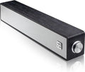 MICA Computer Speakers Vintage Wired Computer Sound Bar Retro Wooden Mini Soundbar 3.5mm Aux Connection USB Powered PC Speakers for Desktop Monitor Laptop Tablets (Black)
