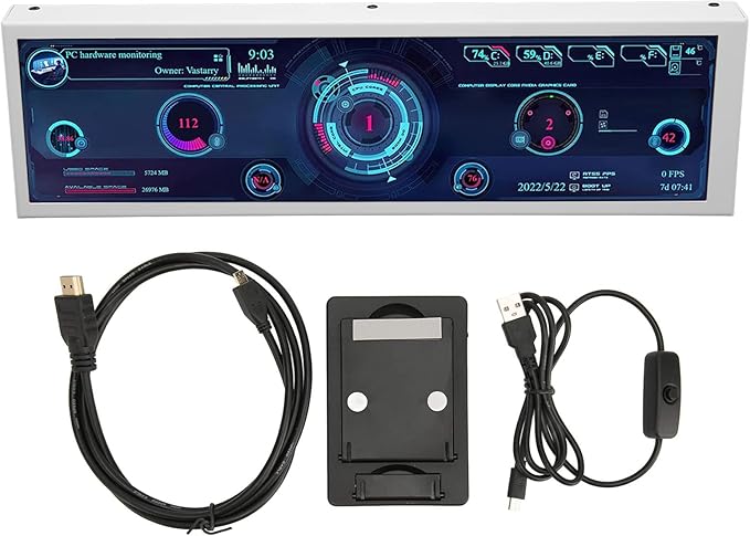 Dpofirs 8.8in Computer Temp Monitor PC Sensor Panel Display with DIY Theme 1920x480 CPU GPU Temperature Data Display Support for LinuxWindows