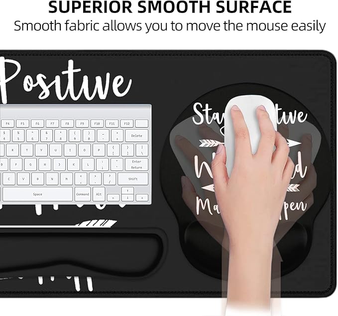 LATEEFAH Mouse Pad with Wrist Rest Large Mouse Pad Ergonomic Gaming Desk Pad Keyboard Wrist Rest Set 4-in-1 Desk Mat Keyboard Mat for Home Office
