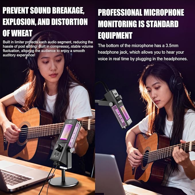Dynamic Microphone Noise Reduction for Gaming Streaming Mobile Clear Sound and Multi Platform Compatibility Instrument Mic