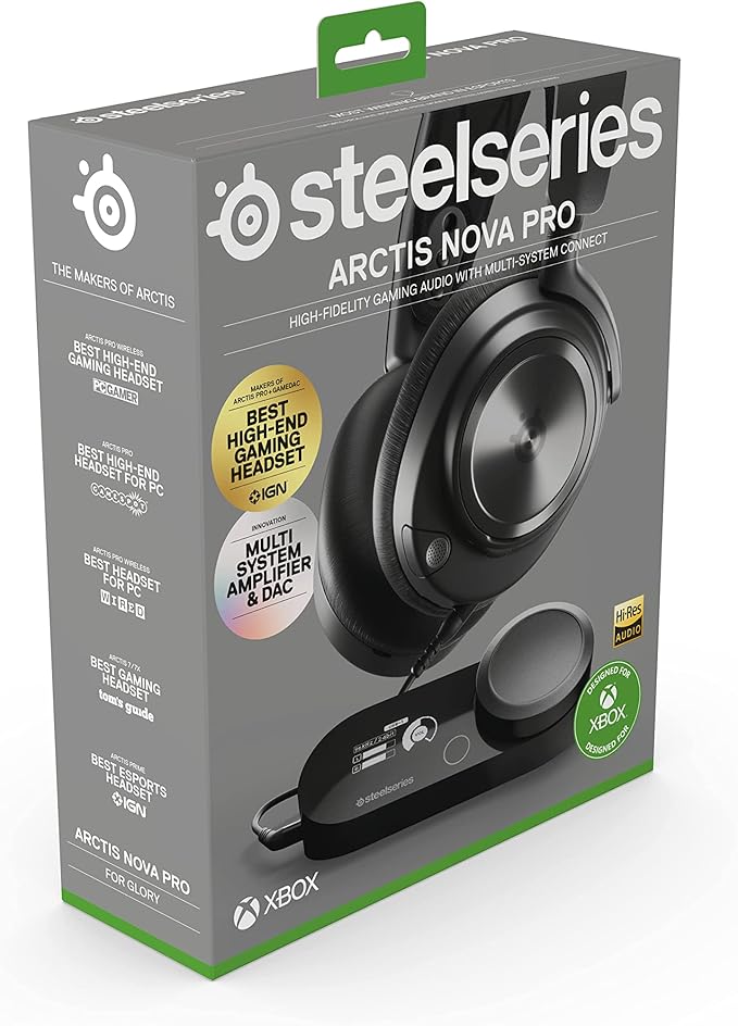 SteelSeries Arctis Nova Pro Wireless Xbox Multi-System Gaming Headset - Premium Hi-Fi Drivers - Active Noise Cancellation Infinity Power System - Stealth Mic - Xbox PC PS5 PS4 Switch Mobile
