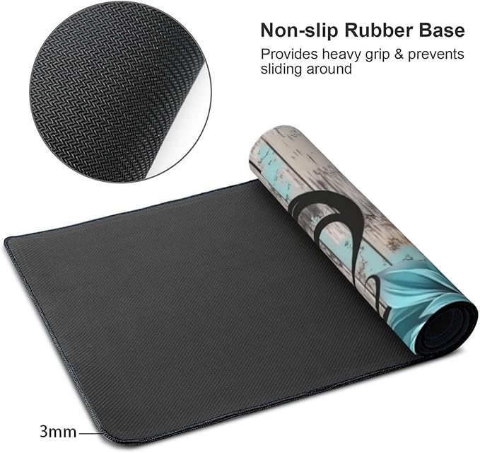 Blue Floral Butterfly Mouse PadDesk MatLarge Waterproof Non-Slip Rubber Mousepad with Stitched Edges Office Home Computer Desk Accessories35.4X15.7
