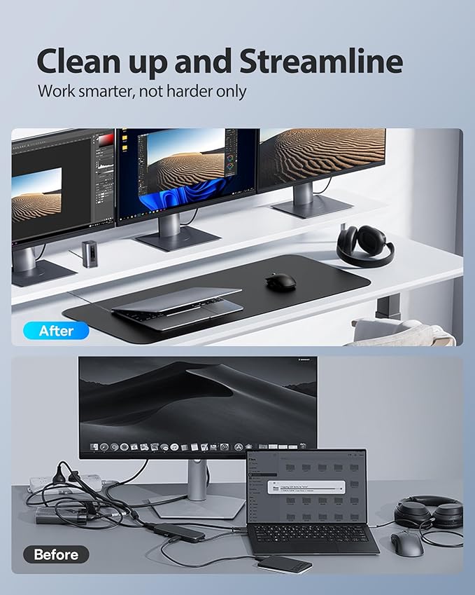 Baseus Docking Station Spacemate(Win) 11 in 1 Triple Display 4K HDMI and DP 10Gbps USB A/C Ports Gigabit Ethernet 100W PD Audio Laptop Docking Station for Windows/Dell/HP/Lenovo/Asus/Acer/Mac