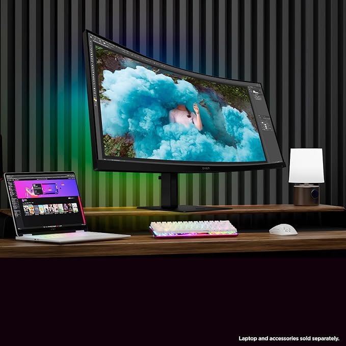 HP OMEN 34 inch WQHD 180Hz Curved Gaming Monitor Wide QHD Display (3440 x 1440) VA Panel VESA DisplayHDR 400 1ms MPRT (with Overdrive) AMD FreeSync Premium Technology Black OMEN 34c G2 (2025)