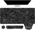 LATEEFAH Mouse Pad with Wrist Rest Large Mouse Pad Ergonomic Gaming Desk Pad Keyboard Wrist Rest Set 4-in-1 Desk Mat Keyboard Mat for Home Office