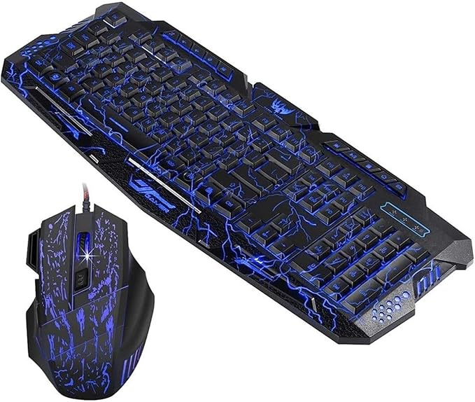 Gaming Keyboard Mouse Headset &amp Mouse Pad Kit LED Backlit Wired