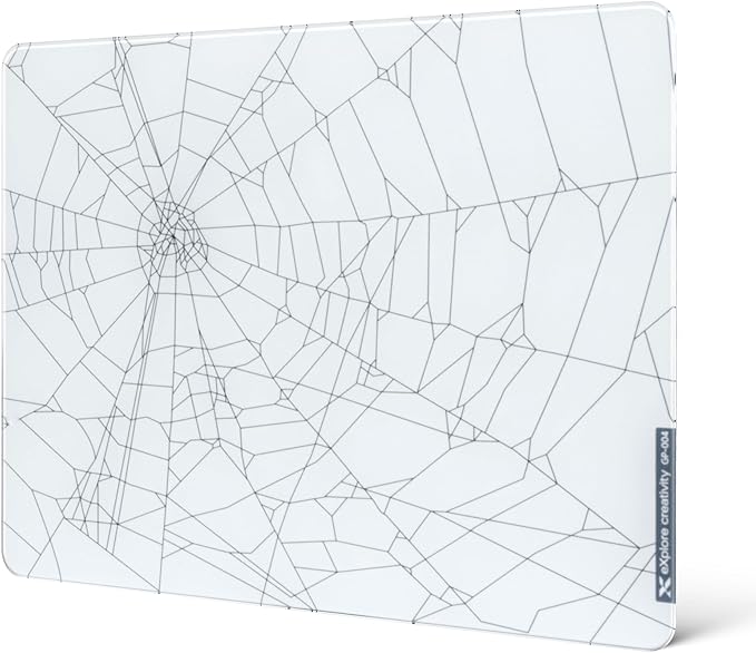 XVX White Spider Webs Glass Gaming Mousepad 4.0Hard Mousepad for GamingUltra-Smooth Micro-Etched Surface Mouse Mat with Non-Slip Rubber Base(410mm*310mm)
