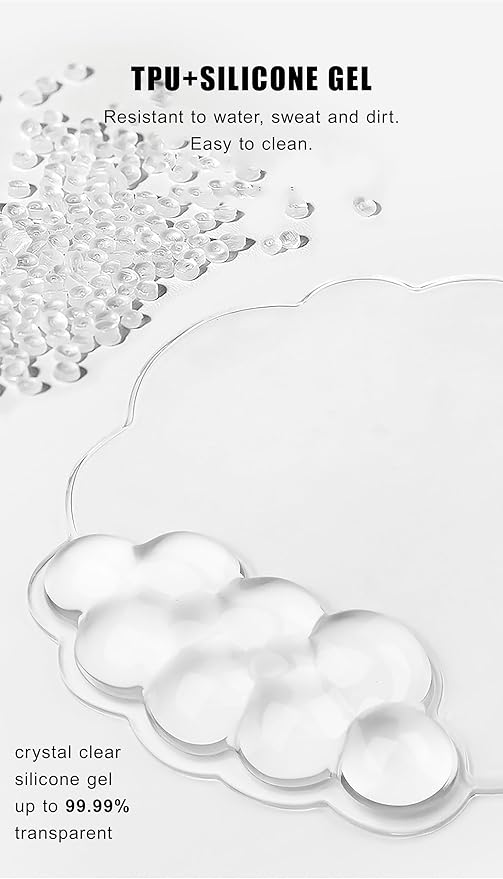 Mouse Pad with Wrist Rest Soft Cloud Gel Keyboard Mouse Pad Set with Hand Wrist Support Cute Non Slip Office Desk Accessories for Comfort/Pain Relief/Computer/Laptop (2Pc Clear Cloud)