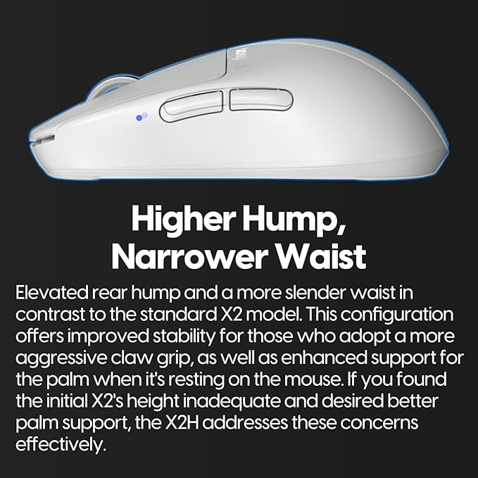 Pulsar Gaming Gears X2H Wireless Gaming Mouse Ultra Lightweight 1.90 oz (54 g) Symmetrical Optical Switch 2.4 Ghz 1 ms 26000 DPI PAW3395 Sensor (Medium Wireless White) (Renewed)