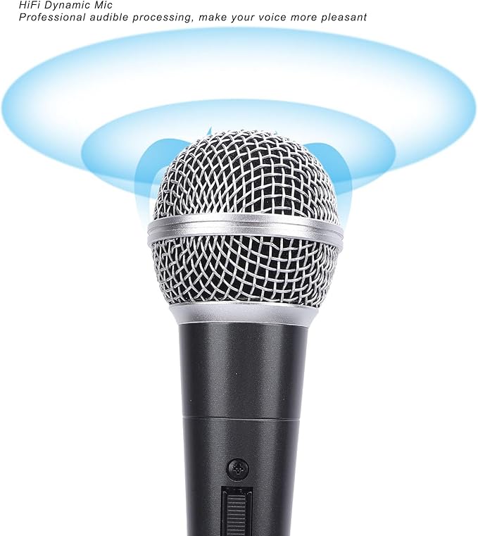 AMAKO Wired Dynamic Microphone:Cardioid Handheld Microphone Setfor Speakers Mixers and Amplifiersfor Clear Recording Effects (Black)