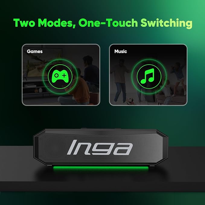 INGA Bluetooth Computer Speakers USB Powered PC Speakers Dual Gaming and Music Modes Plug-and-Play Colorful LED Lights Compatible with Desktops Laptops Phones and Tablets