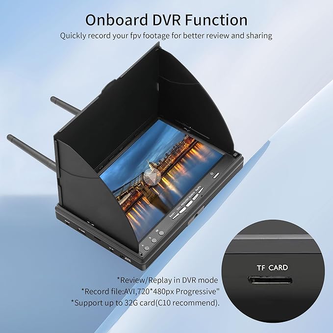SPEEDY BEE 7Inch Portable FPV Monitor: 5.8Ghz 7 Screen with DVR 40CH Receiver 800 x 480 LCD Display Built-in Battery for FPV